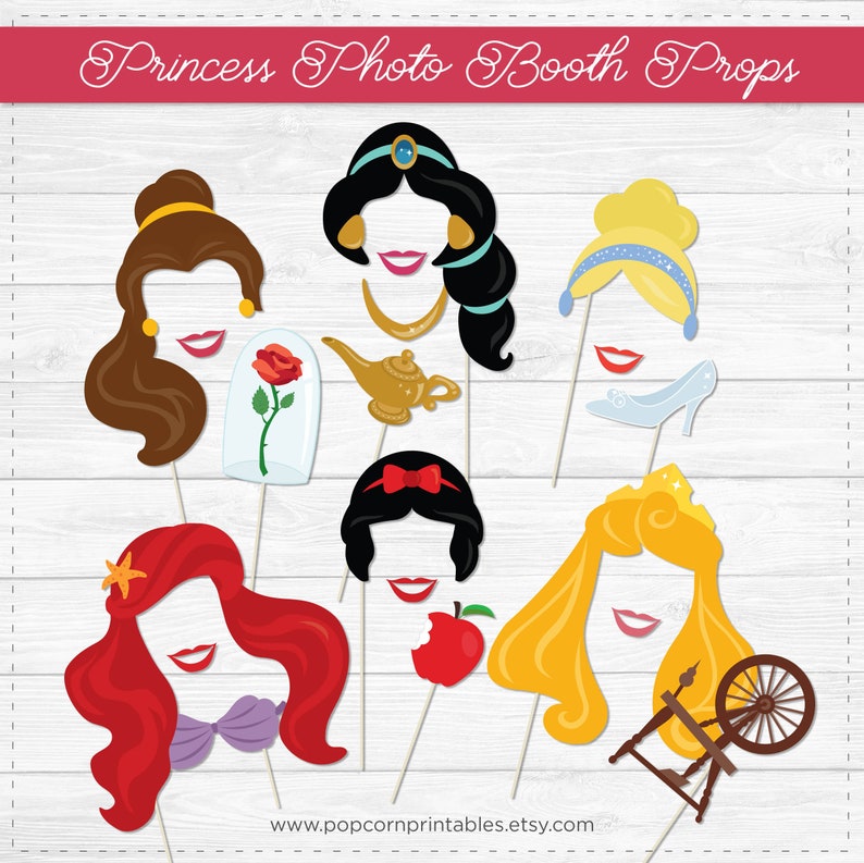 Princess Photo Booth Props Lips & Hair DIY Instant Download Print at Home Princess Queen Includes SVG cut files zdjęcie 1