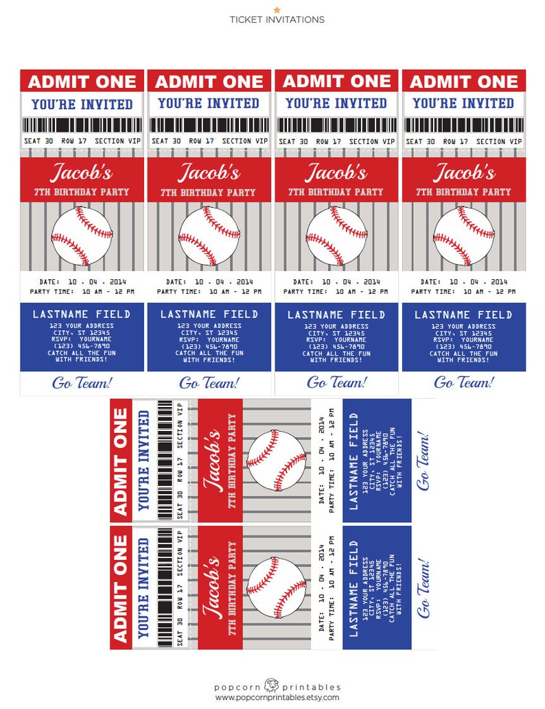 Printable Baseball Tickets