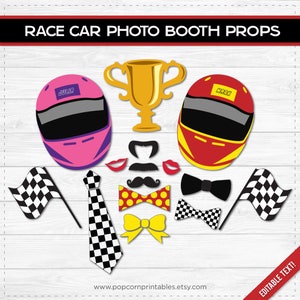 Race Car Party Package Printable Birthday Collection Editable Text PDF Personalize Adobe Reader For Boys & Girls Red Black 25 Pages image 2