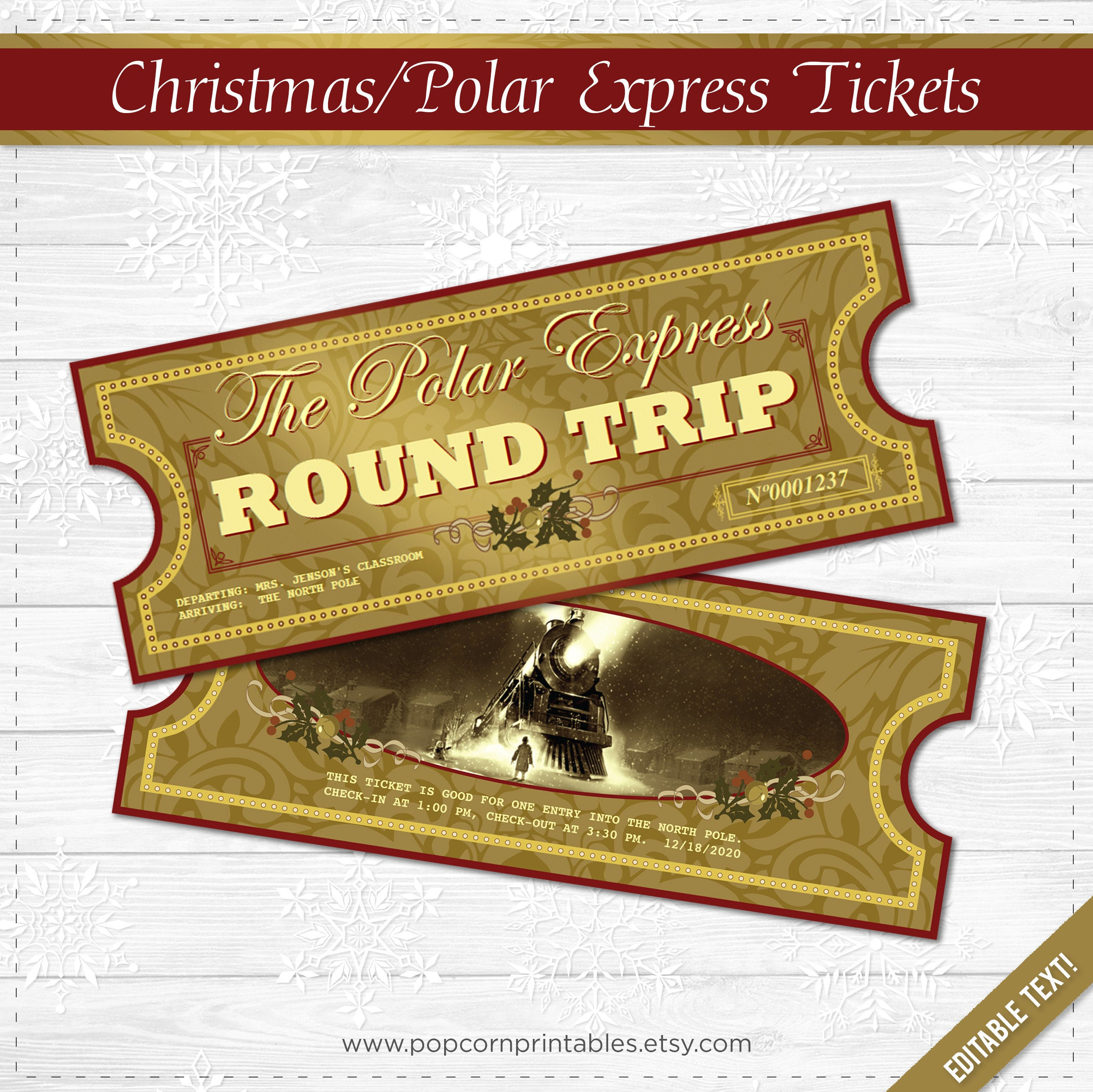 Polar Express Tickets Instant Download PDF File School Etsy