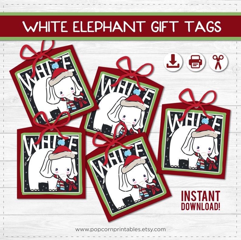 White Elephant Gift Tags Printable Instant Download PDF - Etsy