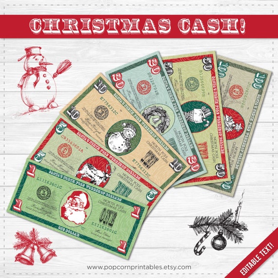 christmas cash play money instant download pdf file etsy canada