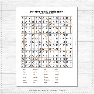 Customizeable Word Search Printable- Instant Download EDITABLE PDF- Fun ...