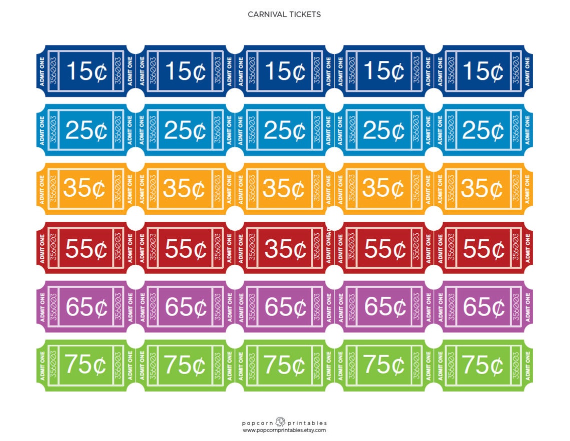 carnival tickets printable instant download pdf blue etsy