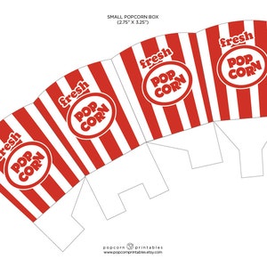 Popcorn Box Printable- Instant Download PDF- Carnival Popcorn- Red ...