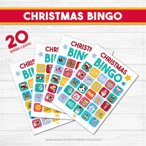 Christmas BINGO Printable- Instant Download PDF-  Fun Family Games- DIY - Cute - Party - Gambling Game Night -  20 Boards