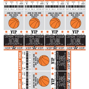 Basketball Party Ticket Invitations - Editable Text PDF- Instant ...