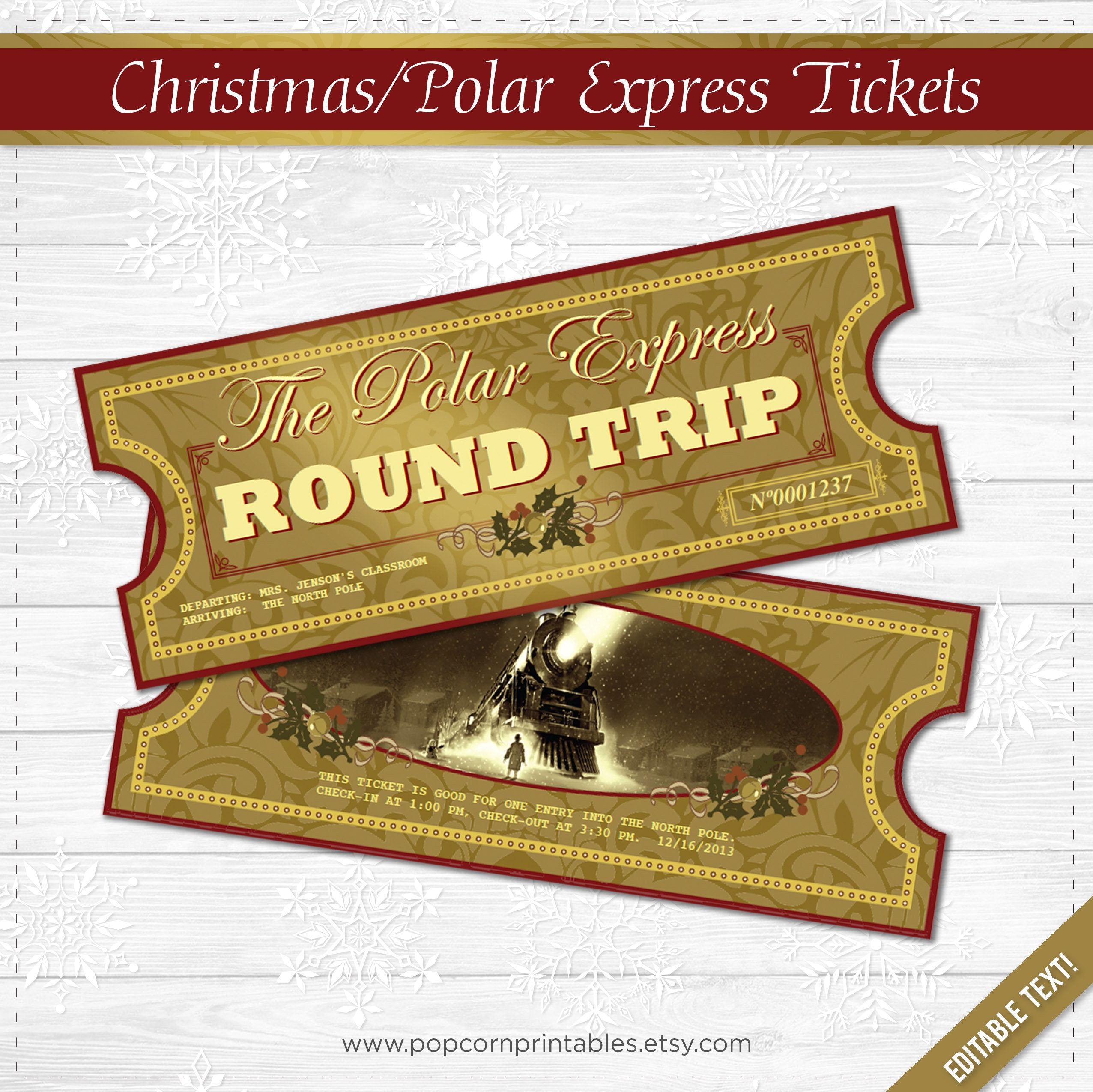 polar express tickets instant download pdf file school etsy