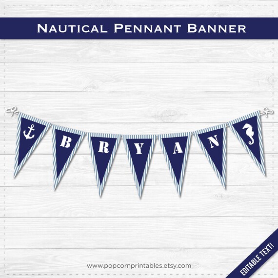 Nautical Happy Birthday Printable Banner Instant Download - Etsy