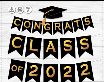 Printable Graduation Banner - Class of 2022 - FULL ALPHABET - Create Any Banner - Instant Download PDF file - Sizes Medium and Large