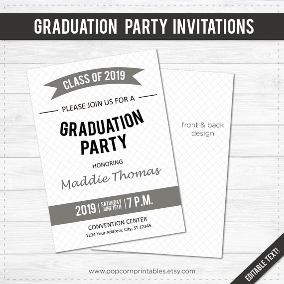 graduation party invitations printable editable text pdf etsy