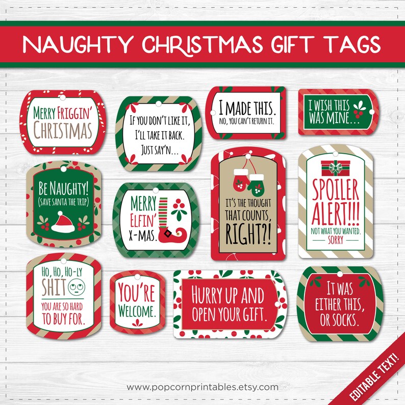 White Elephant Christmas Gift Tags Editable Text Instant - Etsy