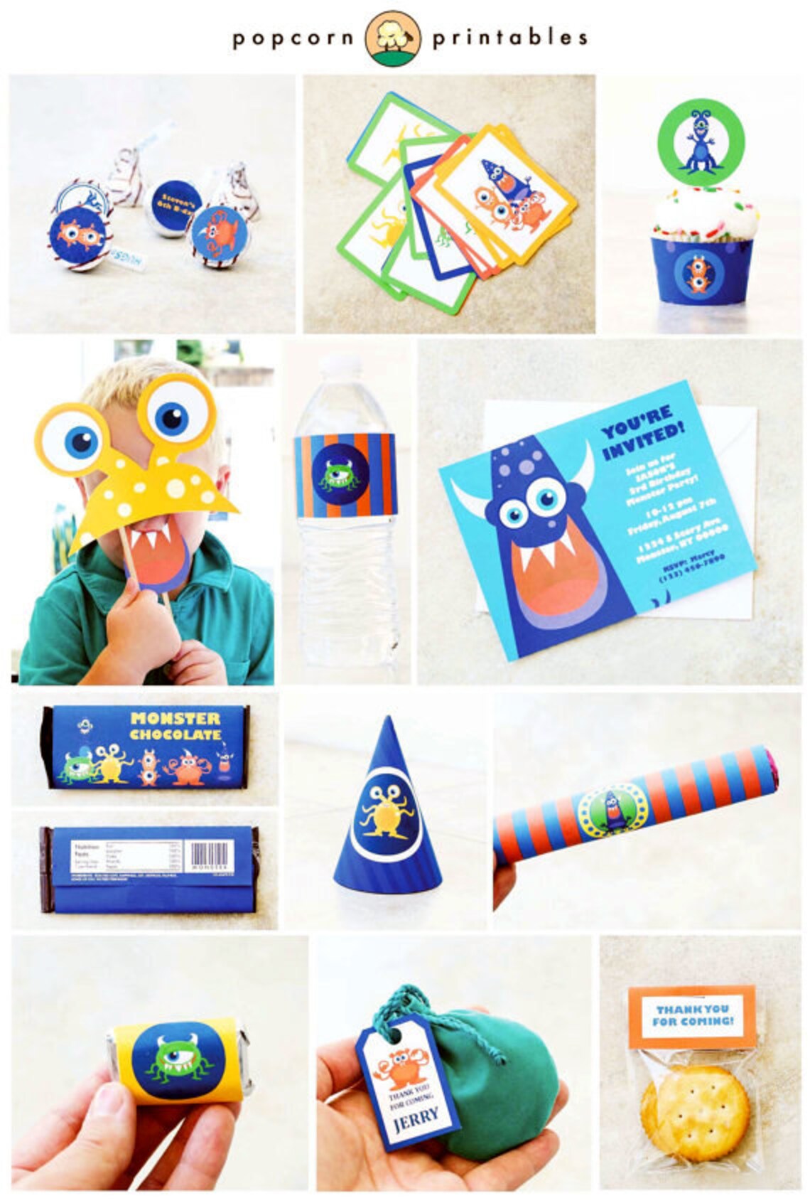 Monster Printable Party Package Birthday Collection Fully | Etsy