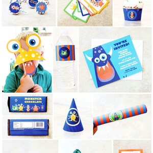 Monster Printable Party Package Birthday Collection Fully Editable Text ...