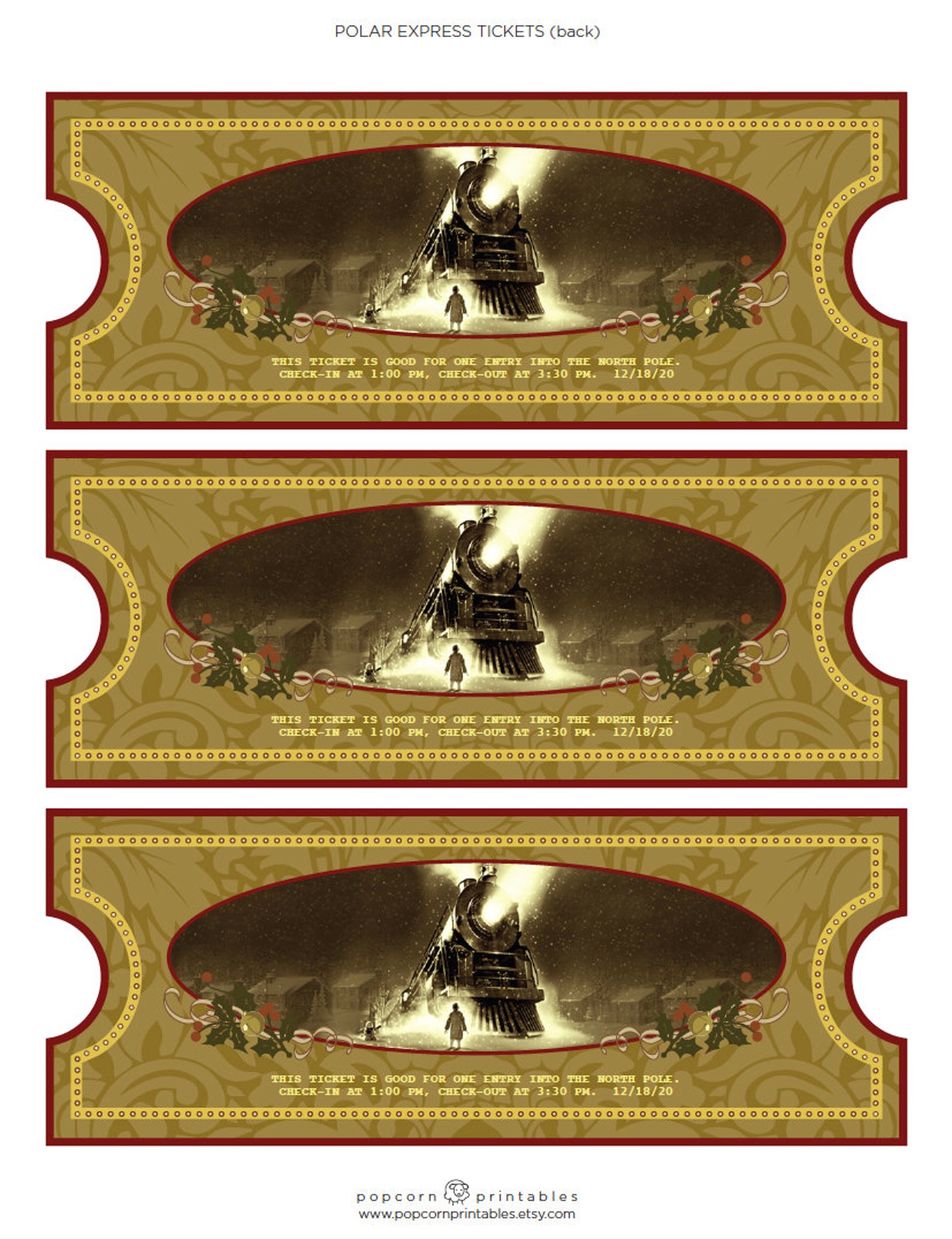 Polar Express Tickets Instant Download PDF File School Etsy