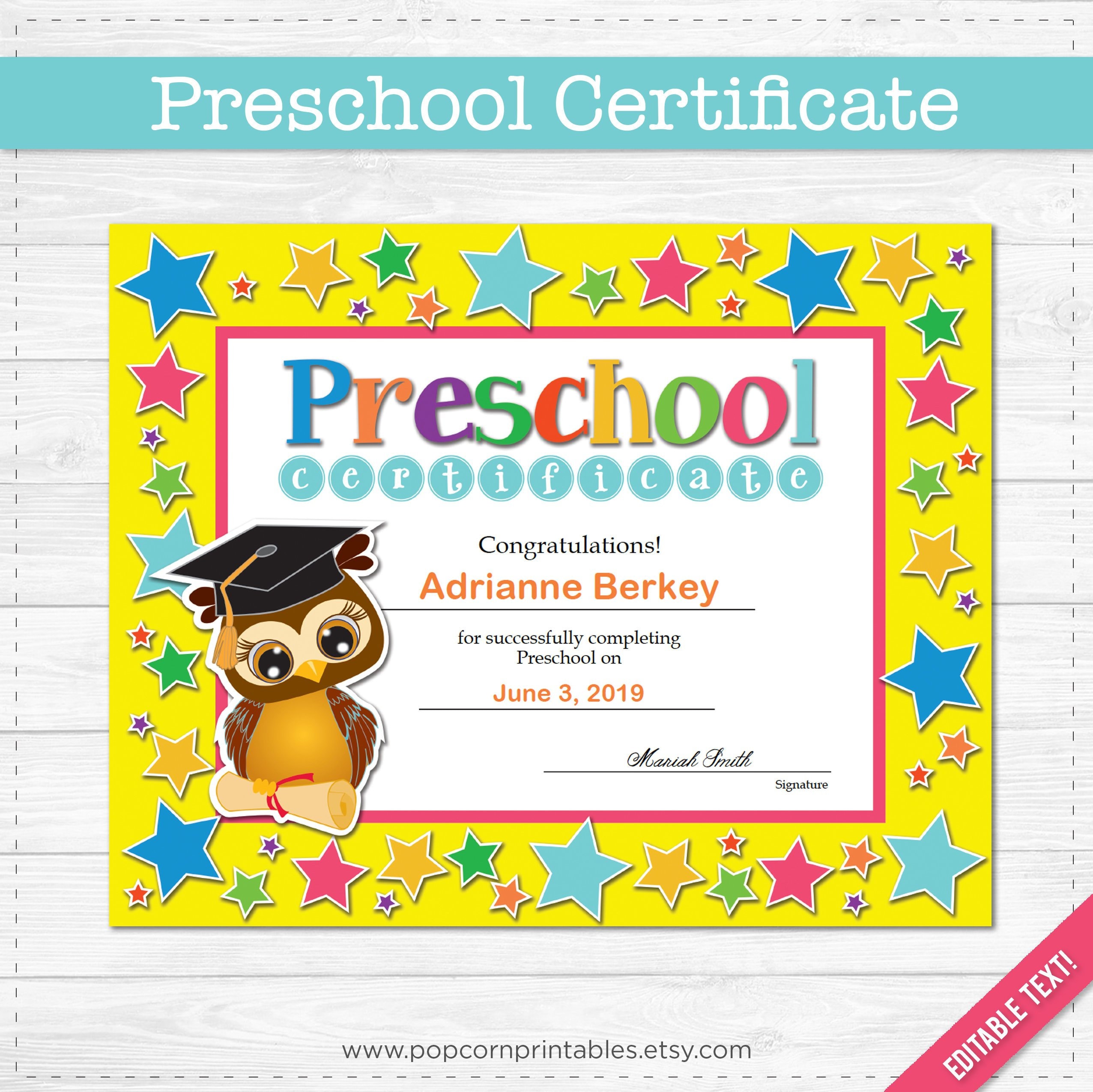 preschool graduation diploma certificate instant download etsy editable kindergarten graduation certificates