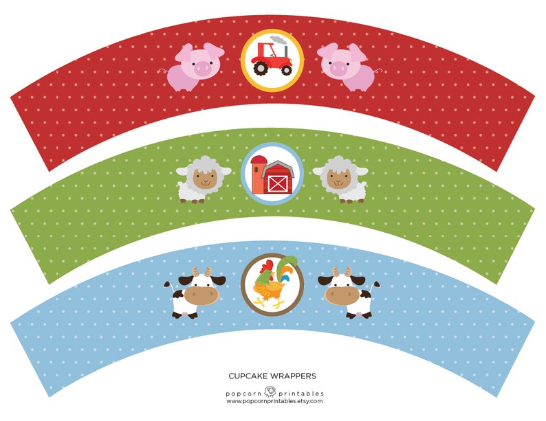 Cute Farm Animal Cupcake Toppers &amp; Wrappers Printable - Etsy