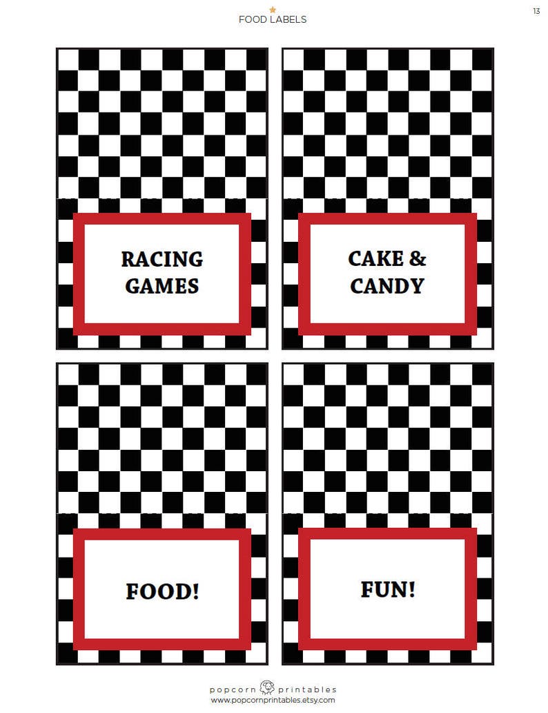 Race Car Party Package Printable Birthday Collection Editable Text PDF Personalize Adobe Reader For Boys & Girls Red Black 25 Pages image 6