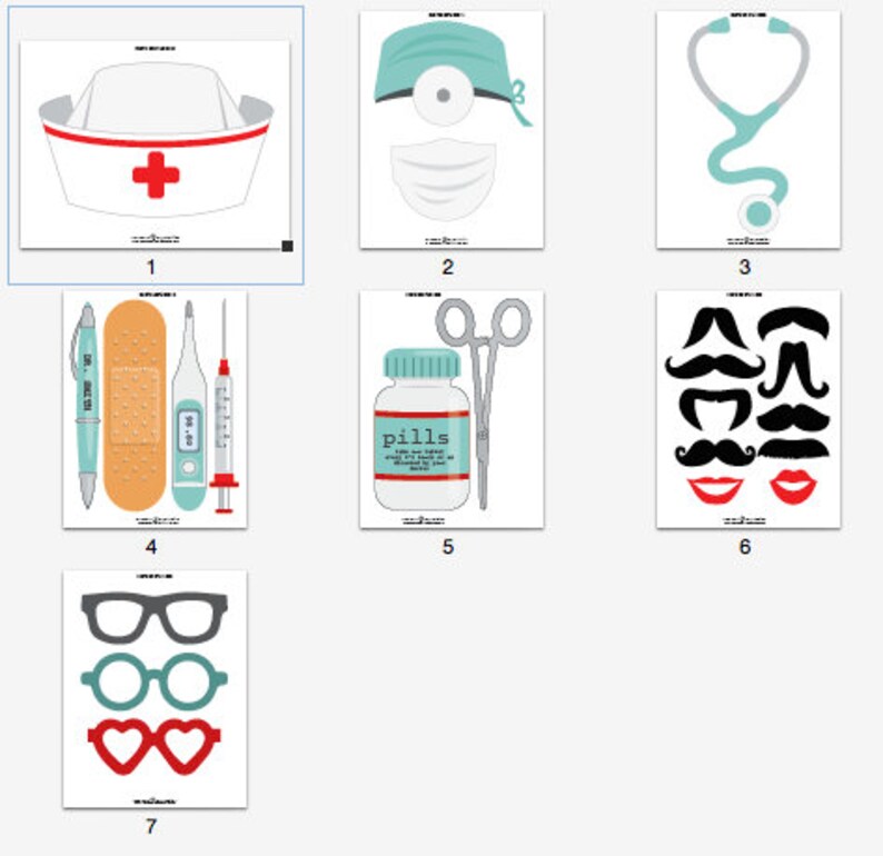 Doctor &amp; Nurse Photo Booth Props DIY Instant Download Adobe - Etsy