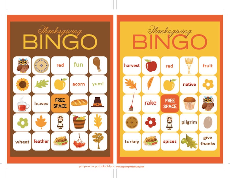 Thanksgiving BINGO Printable Instant Download PDF Fun Etsy