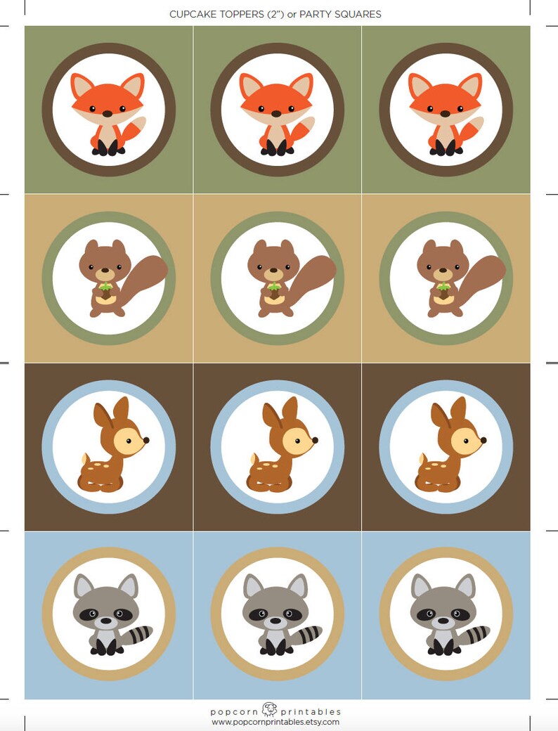 Woodland Animal Cupcake Toppers & Wrappers Printable Etsy