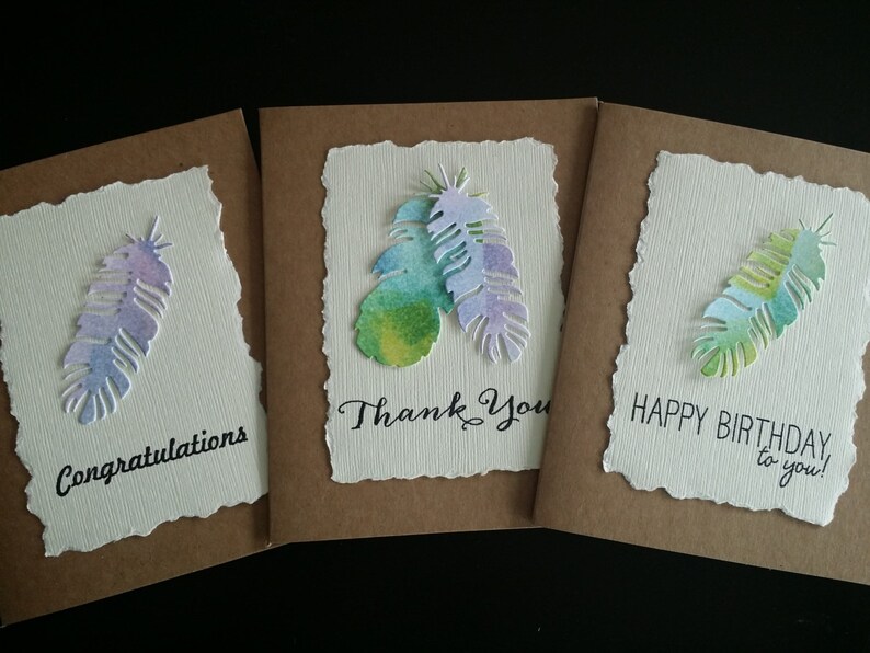 Rustic Kraft Cards Recycled Paper Handmade Watercolor Etsy
