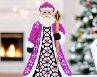 Peyote and Brick Stitch Santa Claus Pattern, Christmas Digital PDF Beaded File