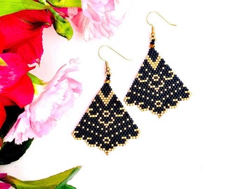 Brick Stitch Earrings Pattern: Miyuki Delica Seed Beads (PDF Pattern)