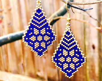 Brick Stitch Seed Bead Earrings Pattern, #007 (Digital Download)