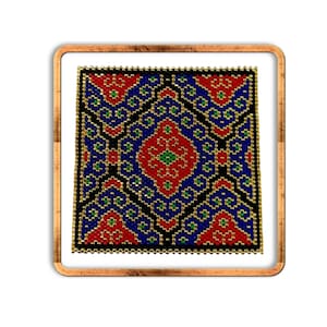 Peyote Stitch and Brick Stitch Beaded Coaster/Tile Pattern, Beaded Peyote Stitched Coaster Digital Pattern, Coaster, Beaded Tile