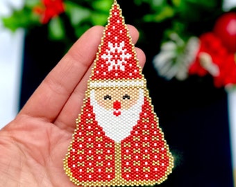 Peyote Stitch and Brick Stitch Santa Claus Pattern, Christmas Ornament, PDF Beaded Pattern, Beaded Pattern, Seed beads Santa Pattern, Santa