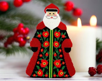 Peyote Stitch or Brick Stitch Santa Claus Pattern, Christmas Santa, PDF Beaded Pattern, Beaded Pattern, Peyote Stitch, Brick Stitch, Santa