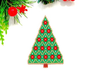 Brick and Peyote Stitch Pattern, Beading pattern, Instant download, Peyote Stitch Pattern, Digital file pdf, Christmas Tree Pattern