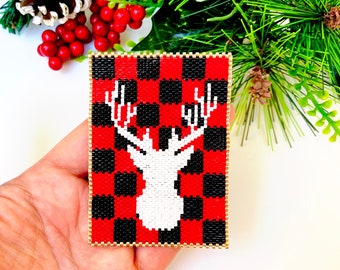 Even Count Peyote Stitch Christmas Deer Pattern, Brick Stitch Pattern, PDF Beaded Pattern, Beaded Pattern, Peyote Stitch, Christmas Ornament