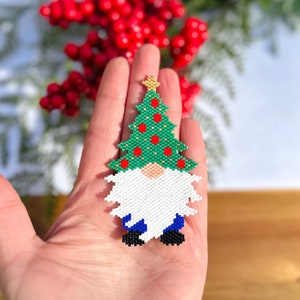 Peyote and Brick Stich Christmas Gnome Pattern, Christmas Gnome Ornament, Digital Downloads, Peyote PDF Pattern, Christmas Gnomes, Ornaments