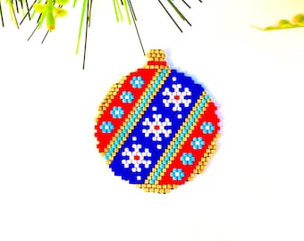 Brick Stitch and Peyote Stitch Christmas Ball Pattern, Digital Download, PDF Beaded Pattern, Beaded Pattern, Peyote Stitch, Brick Stitch