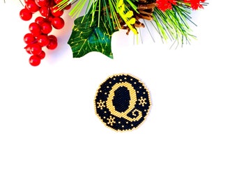Peyote and Brick Stitch Pattern Letter Q Digital Download PDF Beaded Pattern, Bead Weaving