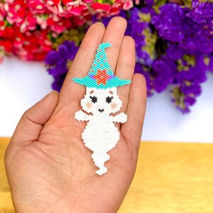 Fantasma de Halloween, Patrón fantasma de puntada de ladrillo, Patrón fantasma de puntada de peyote, Descarga digital, Patrón de cuentas PDF, Puntada de peyote, Puntada de ladrillo