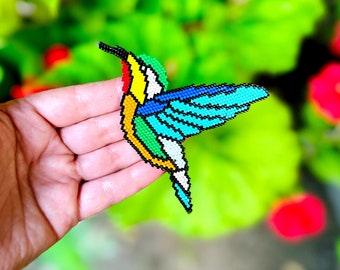 Hummingbird Brick Stitch Pattern, Miyuki Delica Seed Beads (Digital Download)