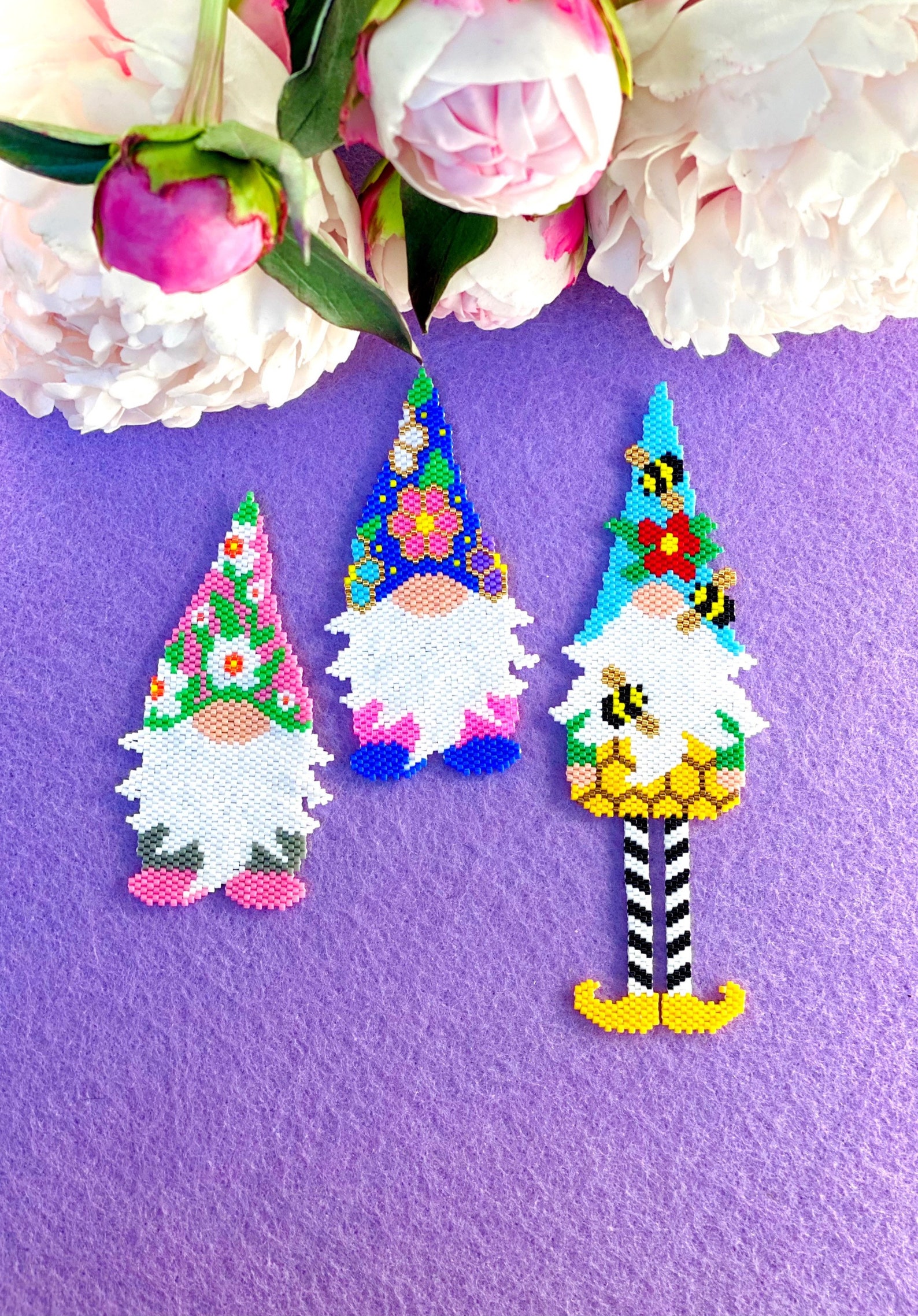 COMBOGarden Gnomes Peyote or Brick Stitch Bead Pattern Gnome Etsy