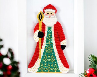 Peyote Stitch or Brick Stitch Santa Claus Pattern, Christmas Santa, PDF Beaded Pattern, Beaded Pattern, Peyote Stitch, Brick Stitch, Santa