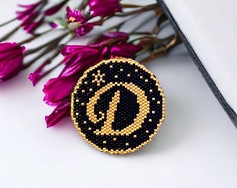 Peyote Stitch or Brick Stitch Pattern Letter D, Digital Download, PDF Pattern,Beaded Pattern,Seed Beads Peyote Pattern,bead weaving patterns