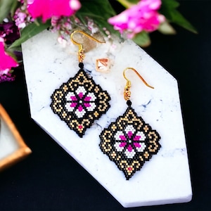 Peyote and Brick Stitch Earrings Patterns, Brick Stitch Pattern, Peyote Stitch, Seed Beads Earrings Pattern, Beaded Earrings, Miyuki Delica
