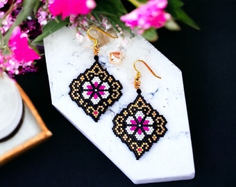 Peyote and Brick Stitch Earrings Patterns, Brick Stitch Pattern, Peyote Stitch, Seed Beads Earrings Pattern, Beaded Earrings, Miyuki Delica