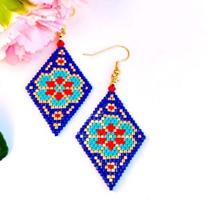 Brick or Peyote Stitch Earrings Patterns Seed Beads Earrings - Etsy