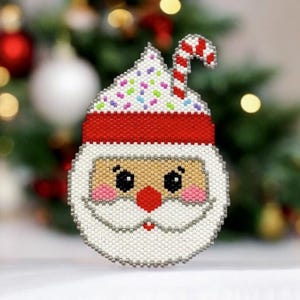 Peyote Stitch or Brick Stitch Santa Claus Pattern, Santa Cup Cake, PDF Beaded Pattern, Beaded Pattern, Peyote Stitch, Brick Stitch, Santa