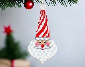 Peyote and Brick Stitch Santa Claus Pattern, Christmas Banner, PDF Beaded Pattern, Beaded Pattern, Odd count, Stitch Pattern, Santa