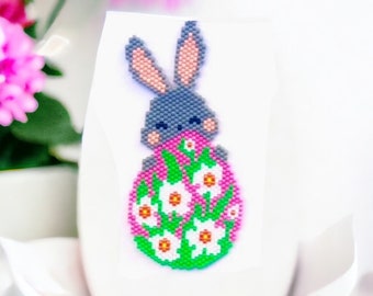 Easter Bunny and Egg Peyote or Brick Stitch Bead Pattern, Easter Bunny pattern, Seed Beading Easter Bunny Pattern Miyuki Delica Size 11/0