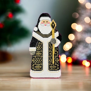 Santa Beading Pattern PDF - Peyote & Brick Stitch Ornament with Miyuki Delica Beads - Advanced Christmas Digital Download