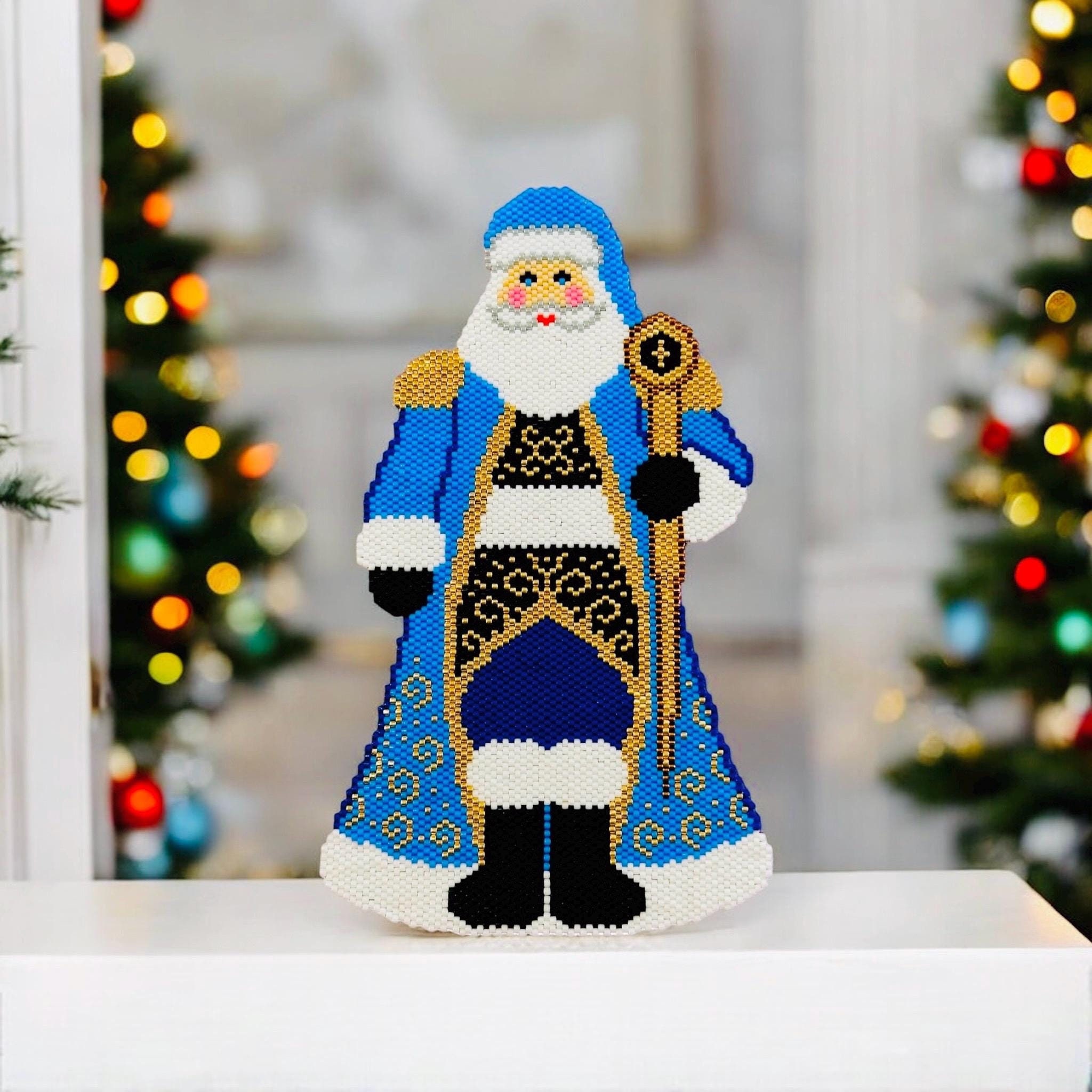 Peyote and Brick Stitch Santa Claus Pattern Digital PDF File
